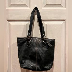 Black leather Coach Tote. Great gently used condition. Authentic.